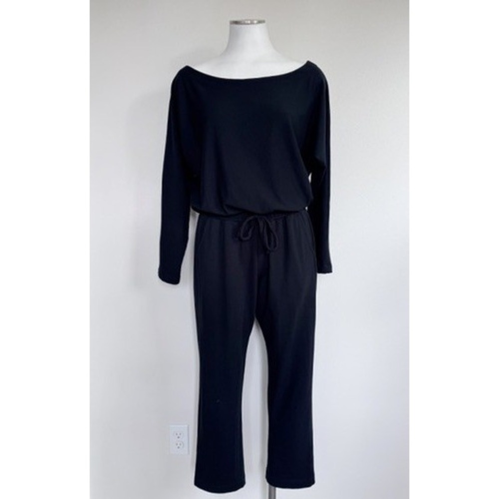 Splendid x Cella Jane Blog Black Knit Boat Neck Drawstring Jumpsuit Romper